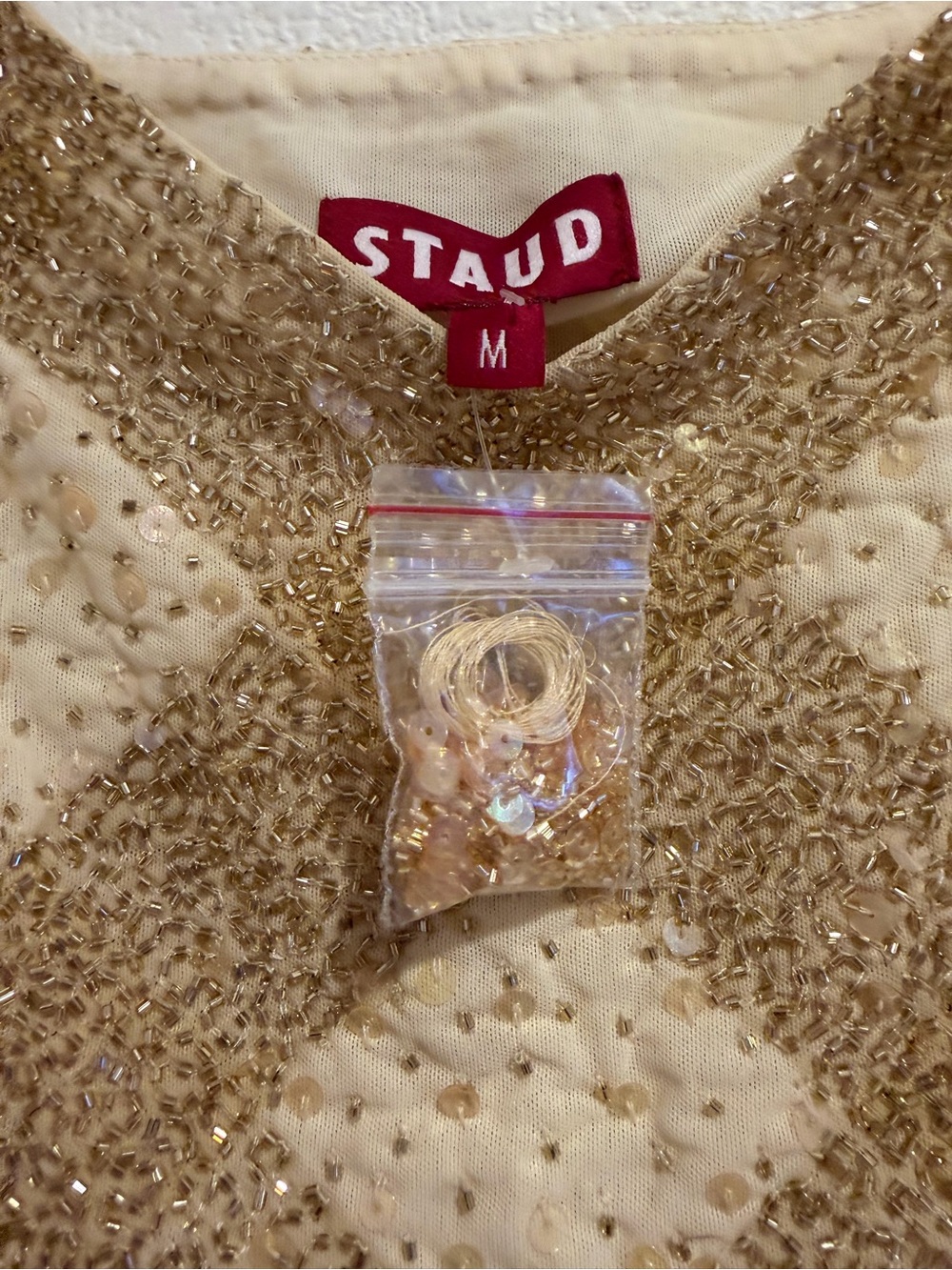 NWT STAUD Gold Sequin Slip Dress - Picture 7 of 9